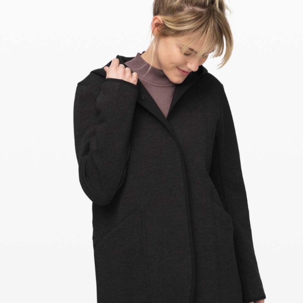 lululemon athletica Black Hooded Long Coat